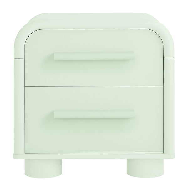 Modway Furniture Bellamy Curved Two Drawer Nightstand with Sculptural Form for Modern Bedrooms Green MOD-7385-SAG