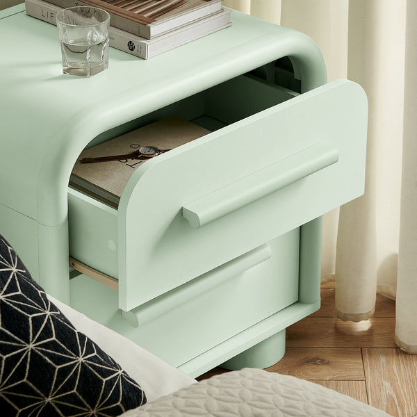 Modway Furniture Bellamy Curved Two Drawer Nightstand with Sculptural Form for Modern Bedrooms Green MOD-7385-SAG