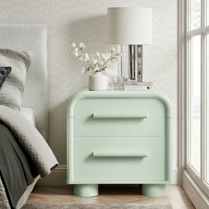Modway Furniture Bellamy Curved Two Drawer Nightstand with Sculptural Form for Modern Bedrooms Green MOD-7385-SAG