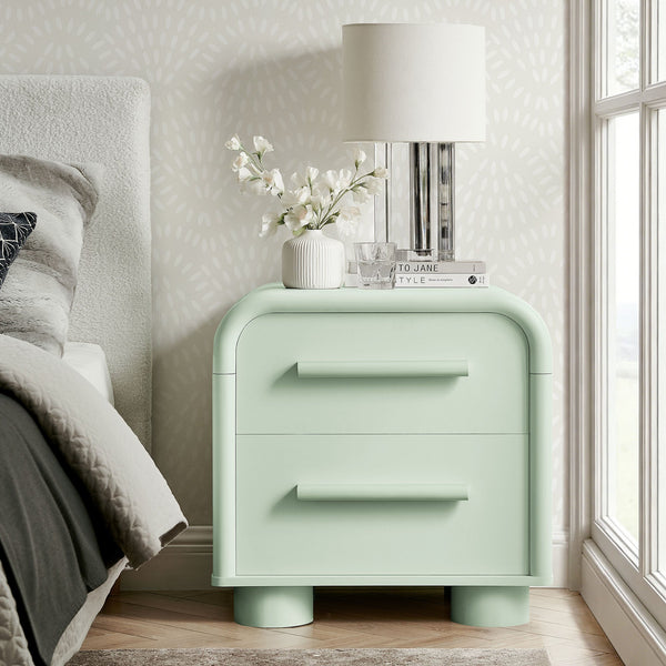 Modway Furniture Bellamy Curved Two Drawer Nightstand with Sculptural Form for Modern Bedrooms Green MOD-7385-SAG