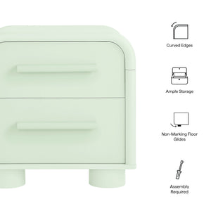 Modway Furniture Bellamy Curved Two Drawer Nightstand with Sculptural Form for Modern Bedrooms Green MOD-7385-SAG