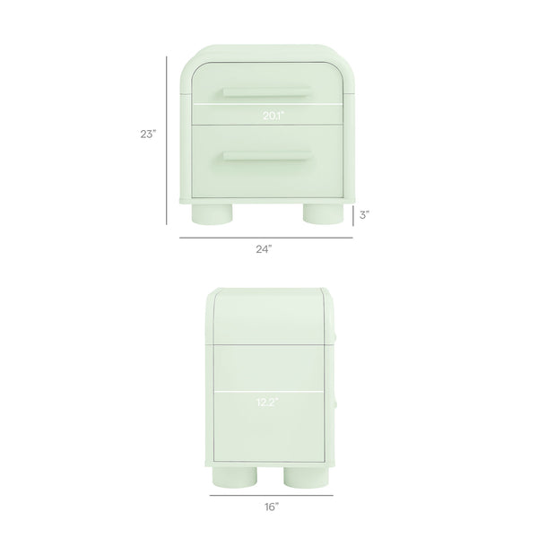 Modway Furniture Bellamy Curved Two Drawer Nightstand with Sculptural Form for Modern Bedrooms Green MOD-7385-SAG