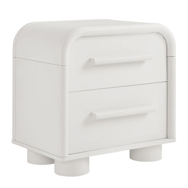 Modway Furniture Bellamy Curved Two Drawer Nightstand with Sculptural Form for Modern Bedrooms White MOD-7385-WHI