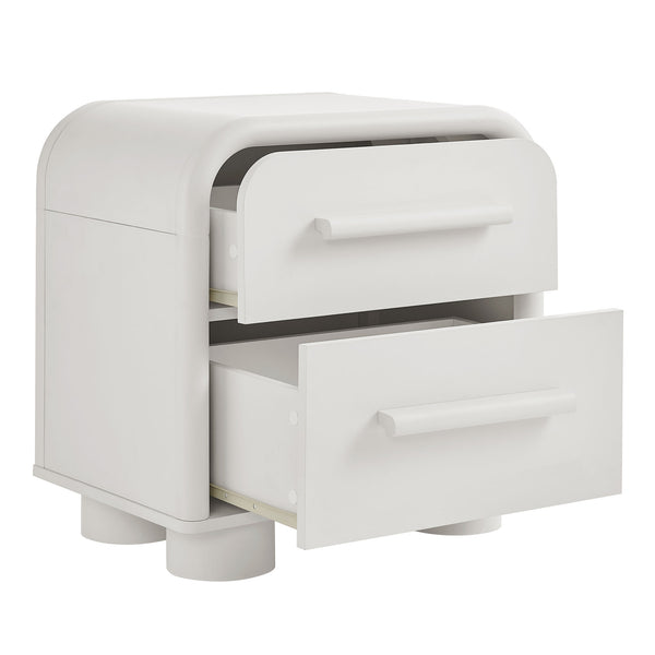Modway Furniture Bellamy Curved Two Drawer Nightstand with Sculptural Form for Modern Bedrooms White MOD-7385-WHI