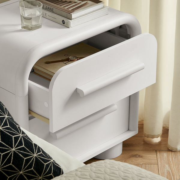 Modway Furniture Bellamy Curved Two Drawer Nightstand with Sculptural Form for Modern Bedrooms White MOD-7385-WHI