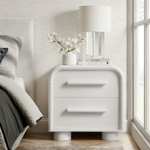 Modway Furniture Bellamy Curved Two Drawer Nightstand with Sculptural Form for Modern Bedrooms White MOD-7385-WHI