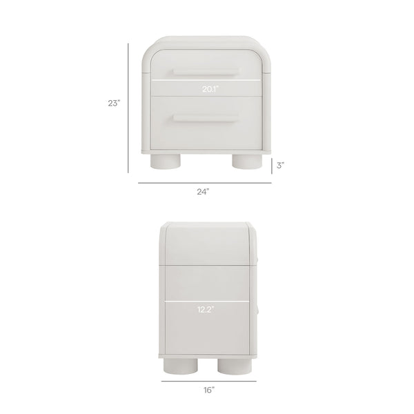 Modway Furniture Bellamy Curved Two Drawer Nightstand with Sculptural Form for Modern Bedrooms White MOD-7385-WHI