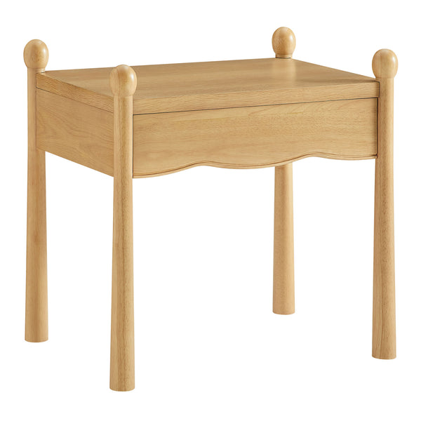 Modway Furniture Darcy Postmodern Wood Nightstand with Scalloped Top Curved Legs and Retro Warmth Oak MOD-7386-OAK
