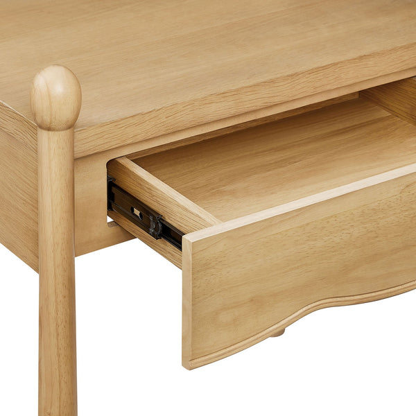 Modway Furniture Darcy Postmodern Wood Nightstand with Scalloped Top Curved Legs and Retro Warmth Oak MOD-7386-OAK