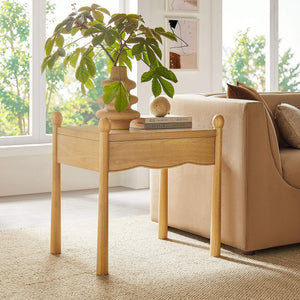 Modway Furniture Darcy Postmodern Wood Nightstand with Scalloped Top Curved Legs and Retro Warmth Oak MOD-7386-OAK