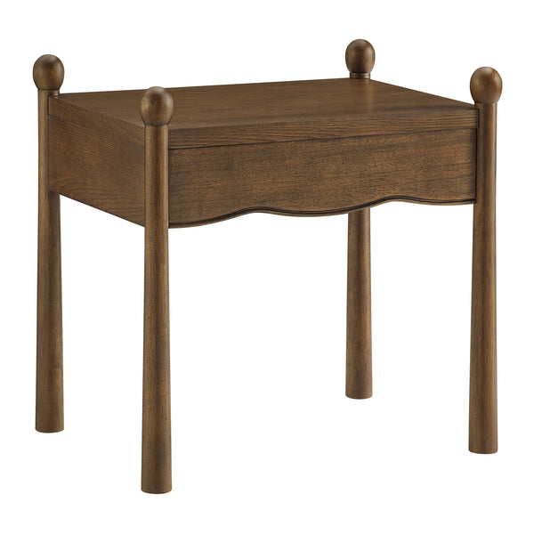 Modway Furniture Darcy Postmodern Wood Nightstand with Scalloped Top Curved Legs and Retro Warmth Walnut MOD-7386-WAL