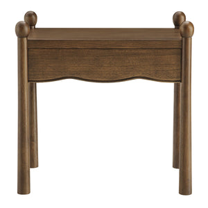 Modway Furniture Darcy Postmodern Wood Nightstand with Scalloped Top Curved Legs and Retro Warmth Walnut MOD-7386-WAL