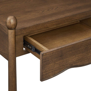 Modway Furniture Darcy Postmodern Wood Nightstand with Scalloped Top Curved Legs and Retro Warmth Walnut MOD-7386-WAL