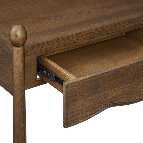 Modway Furniture Darcy Postmodern Wood Nightstand with Scalloped Top Curved Legs and Retro Warmth Walnut MOD-7386-WAL