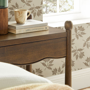 Modway Furniture Darcy Postmodern Wood Nightstand with Scalloped Top Curved Legs and Retro Warmth Walnut MOD-7386-WAL