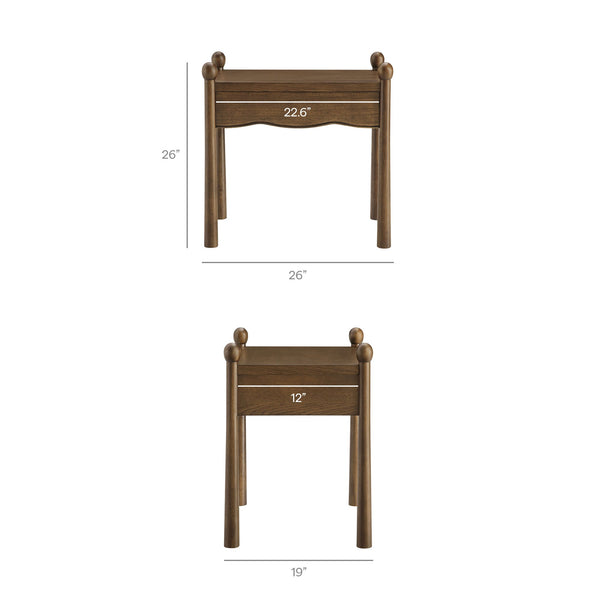 Modway Furniture Darcy Postmodern Wood Nightstand with Scalloped Top Curved Legs and Retro Warmth Walnut MOD-7386-WAL