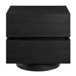 Modway Furniture Koval Sculptural Pedestal Nightstand with Two Drawers and Wood Grain Modern Finish Black MOD-7804-BLK