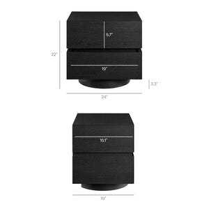 Modway Furniture Koval Sculptural Pedestal Nightstand with Two Drawers and Wood Grain Modern Finish Black MOD-7804-BLK