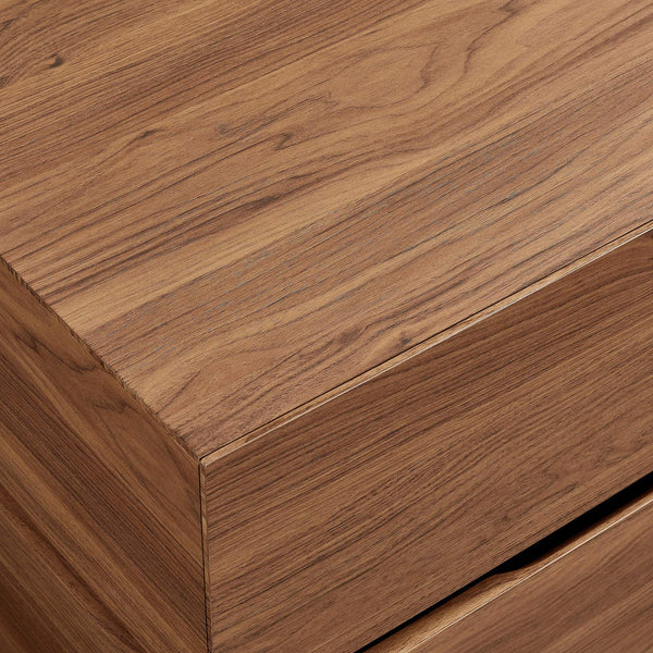 Modway Furniture Koval Sculptural Pedestal Nightstand with Two Drawers and Wood Grain Modern Finish Walnut MOD-7804-WAL