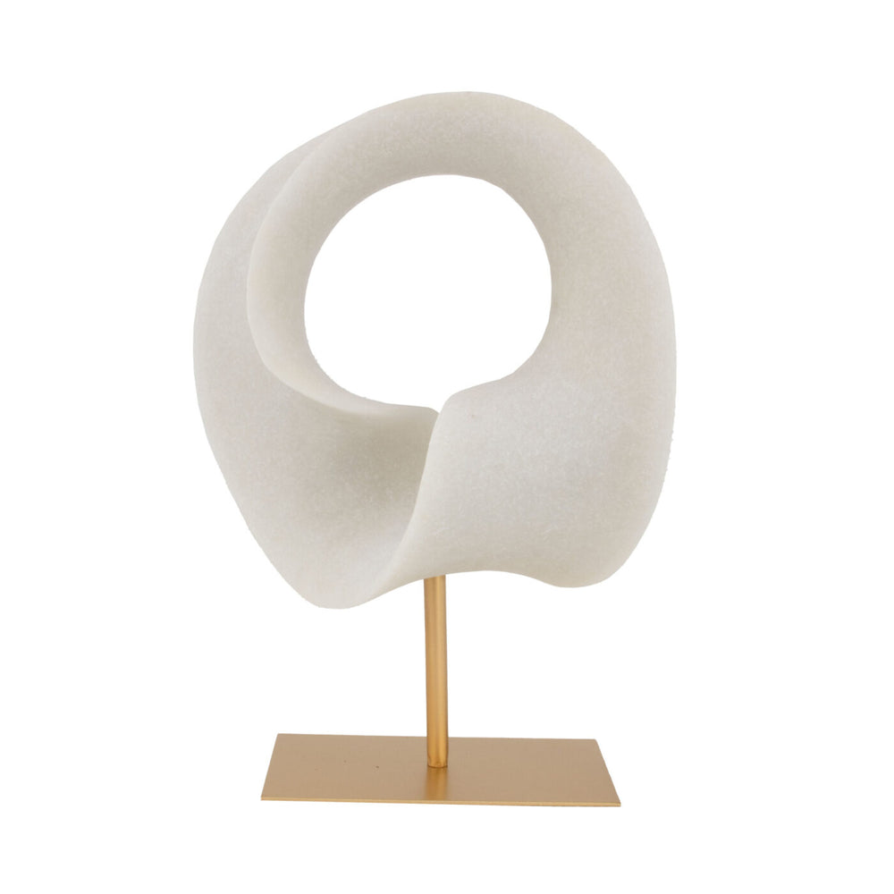 Zeugma Modern Sculpture 00051 - Elegant White Marble Finish With Gold Base, 13.5″ Wide, Stunning Décor Piece   Cf1200051