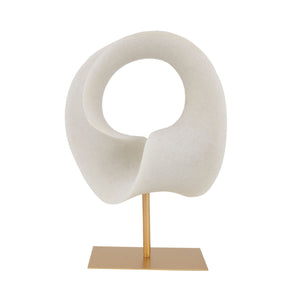 Zeugma Modern Sculpture 00051 - Elegant White Marble Finish With Gold Base, 13.5″ Wide, Stunning Décor Piece   Cf1200051