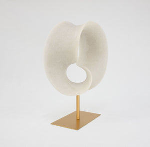 Zeugma Modern Sculpture 00051 - Elegant White Marble Finish With Gold Base, 13.5″ Wide, Stunning Décor Piece   Cf1200051