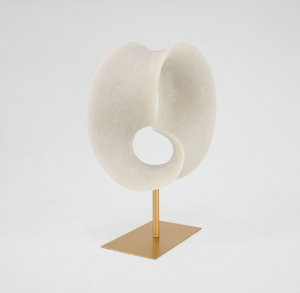 Zeugma Modern Sculpture 00051 - Elegant White Marble Finish With Gold Base, 13.5″ Wide, Stunning Décor Piece   Cf1200051