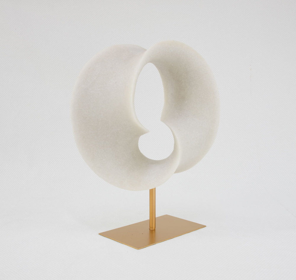 Zeugma Modern Sculpture 00051 - Elegant White Marble Finish With Gold Base, 13.5″ Wide, Stunning Décor Piece   Cf1200051
