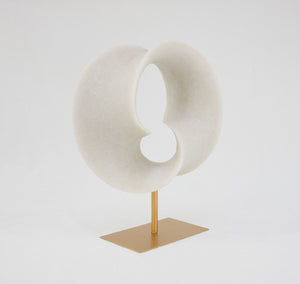 Zeugma Modern Sculpture 00051 - Elegant White Marble Finish With Gold Base, 13.5″ Wide, Stunning Décor Piece   Cf1200051