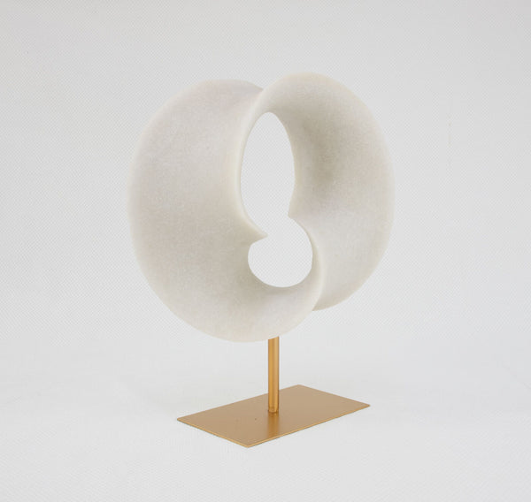 Zeugma Modern Sculpture 00051 - Elegant White Marble Finish With Gold Base, 13.5″ Wide, Stunning Décor Piece   Cf1200051