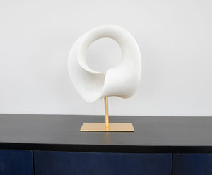 Zeugma Modern Sculpture 00051 - Elegant White Marble Finish With Gold Base, 13.5″ Wide, Stunning Décor Piece   Cf1200051