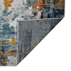 Amer Rugs Montana Contemporary Power-loom Area Rug With Vibrant Urban-inspired Patterns For Stylish Spaces Orange,Blue Polypropylene Mon103305