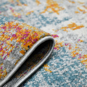 Amer Rugs Montana Contemporary Power-loom Area Rug With Vibrant Urban-inspired Patterns For Stylish Spaces Orange,Blue Polypropylene Mon103305