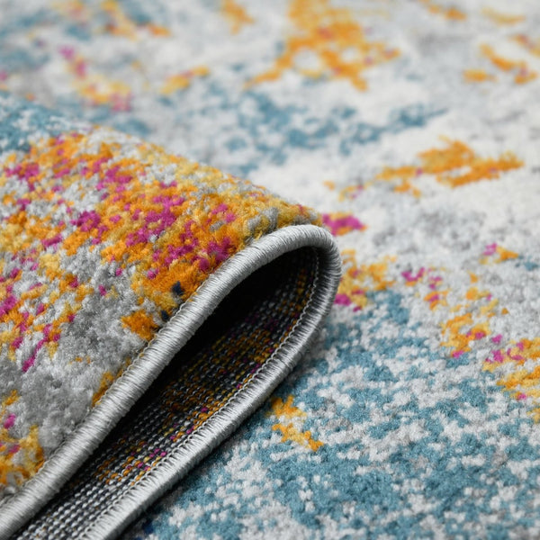 Amer Rugs Montana Contemporary Power-loom Area Rug With Vibrant Urban-inspired Patterns For Stylish Spaces Orange,Blue Polypropylene Mon103305