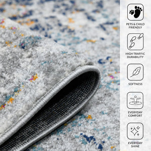 Amer Rugs Montana Moroccan Medallion Power-loom Area Rug - Vibrant Bohemian Design For Stylish Home Décor Gray,Blue Polypropylene Mon110203