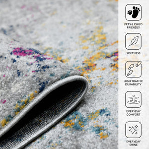 Amer Rugs Montana Contemporary Power-loom Area Rug With Vibrant Urban-inspired Patterns For Stylish Spaces Blue,Pink Polypropylene Mon123305