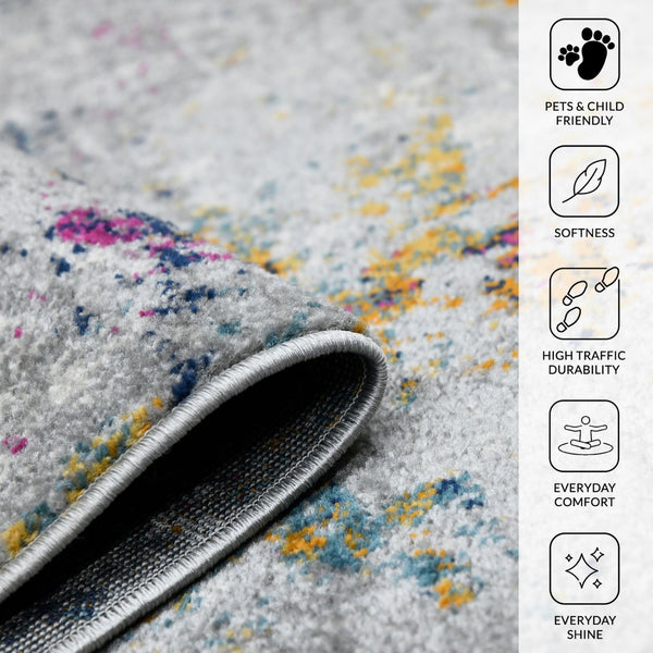 Amer Rugs Montana Contemporary Power-loom Area Rug With Vibrant Urban-inspired Patterns For Stylish Spaces Blue,Pink Polypropylene Mon123305