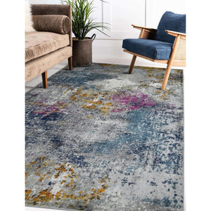 Amer Rugs Montana Contemporary Power-loom Area Rug With Vibrant Urban-inspired Patterns For Stylish Spaces Blue,Pink Polypropylene Mon123305
