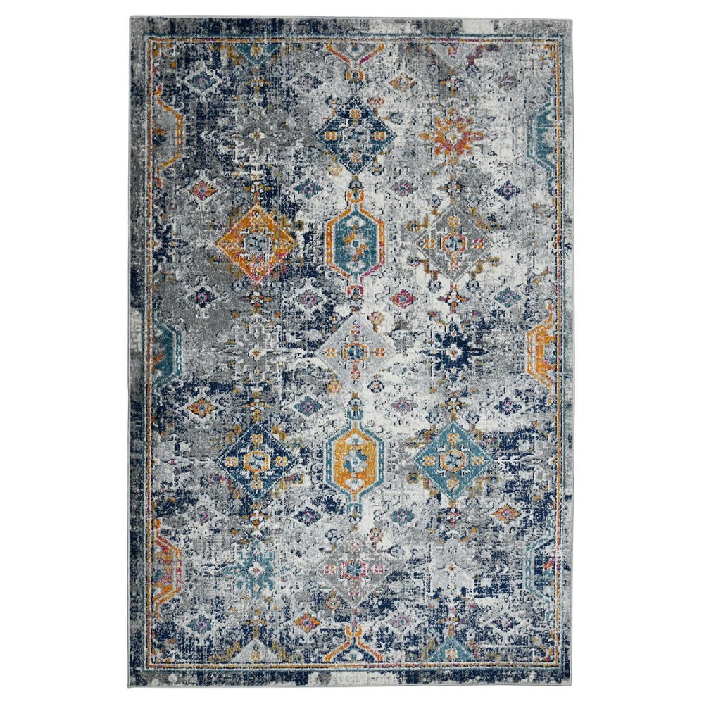 Amer Rugs Montana Bohemian Pattern Power-loom Area Rug – Vibrant Colors Inspired By Urban Markets For Your Home Blue,Orange Polypropylene Mon135376