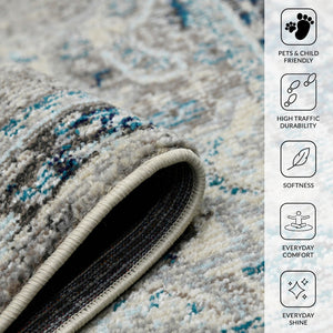 Amer Rugs Montana Moroccan Medallion Power-loom Area Rug - Vibrant Bohemian Design For Stylish Home Décor Teal Polypropylene Mon143305