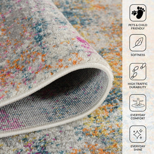 Amer Rugs Montana Contemporary Power-loom Area Rug With Vibrant Urban-inspired Patterns For Stylish Spaces Orange,Pink Polypropylene Mon23305