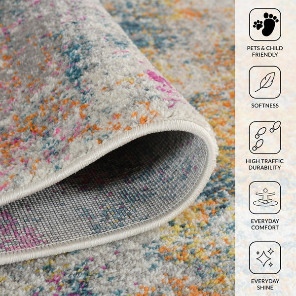 Amer Rugs Montana Contemporary Power-loom Area Rug With Vibrant Urban-inspired Patterns For Stylish Spaces Orange,Pink Polypropylene Mon23305