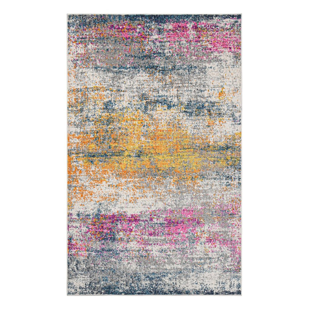 Amer Rugs Montana Contemporary Power-loom Area Rug With Vibrant Urban-inspired Patterns For Stylish Spaces Orange,Pink Polypropylene Mon23305