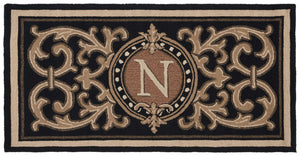 Safavieh Monogram Hand Tufted 3' X 6' Black Runner Rug With Elegant Medallion Design For Indoor/Outdoor Use Black Synthetic Mon226n-36