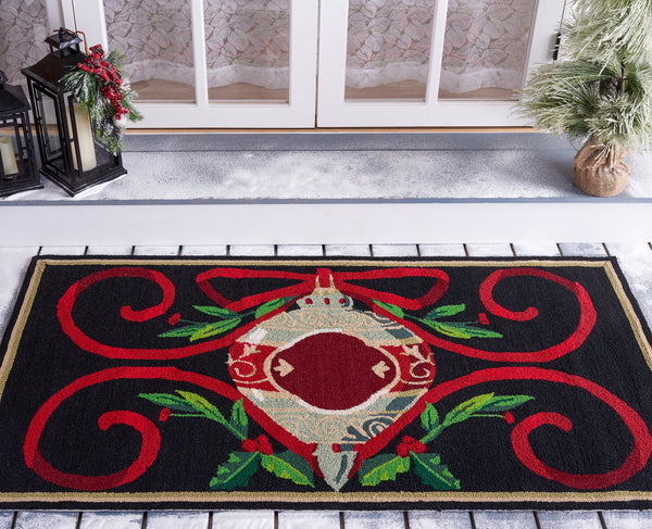 Safavieh Monogram Hand-tufted Area Rug 2'6" X 4' - Elegant Black With Multi-colored Ornament Design Black ,Multi Polypropylene Mon245a-24