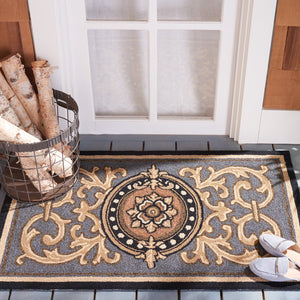 Safavieh Monogram Hand-hooked 2'-6" X 4' Accent Rug - Luxurious Blue Design For Elegant Home Decor Spaces Blue Polypropylene Mon250b-24