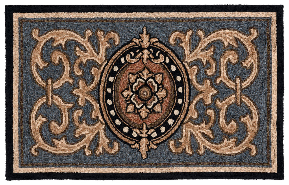 Safavieh Monogram Hand-hooked 2'-6" X 4' Accent Rug - Luxurious Blue Design For Elegant Home Decor Spaces Blue Polypropylene Mon250b-24
