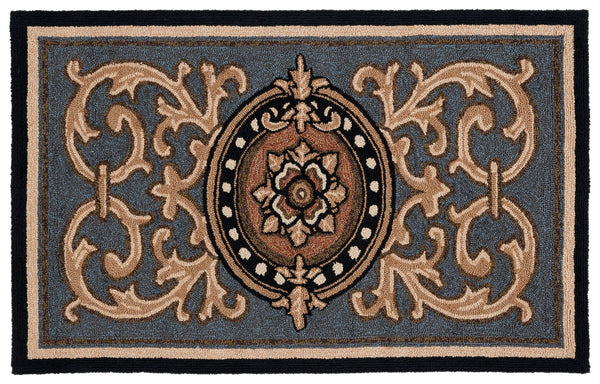 Safavieh Monogram Hand-hooked 2'-6" X 4' Accent Rug - Luxurious Blue Design For Elegant Home Decor Spaces Blue Polypropylene Mon250b-24