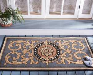 Safavieh Monogram Hand-hooked 2'-6" X 4' Accent Rug - Luxurious Blue Design For Elegant Home Decor Spaces Blue Polypropylene Mon250b-24