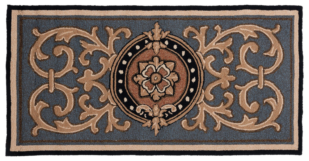 Safavieh Monogram Hand-hooked 2'-6" X 4' Accent Rug - Luxurious Blue Design For Elegant Home Decor Spaces Blue Polypropylene Mon250b-24